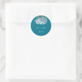 Blue Hydrangea Elegante Wedding Tank You Runder Aufkleber (Tasche)