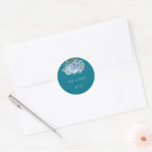Blue Hydrangea Elegante Wedding Tank You Runder Aufkleber (Umschlag)