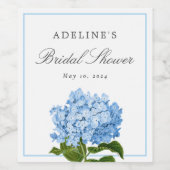 Blue Hydrangea Elegantes Brautparty Weinetikett (Einzelnes Label)