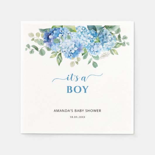 Blue Hydrangea Es ist eine Baby-Dusche Serviette (Vorderseite)