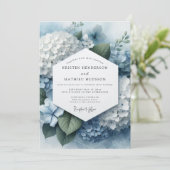 Blue Hydrangea Ethereal Wedding Einladung (Stehend Vorderseite)