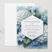 Blue Hydrangea Ethereal Wedding Einladung (Vorne/Hinten)