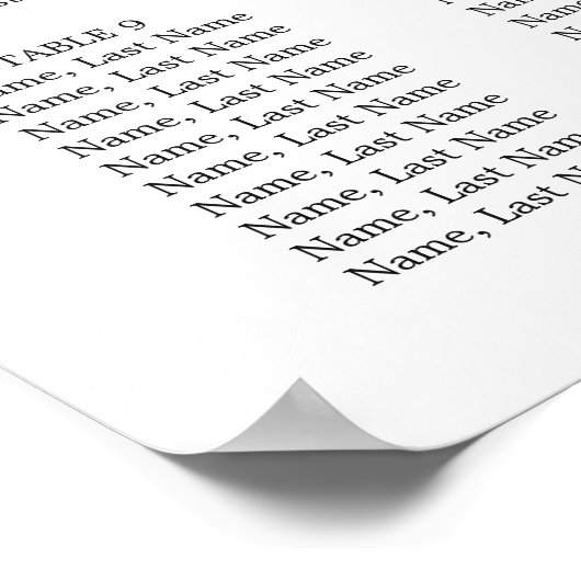 Blue Hydrangea Eucalyptus 12 Tables SITZENDE CHART Poster (Ecke)