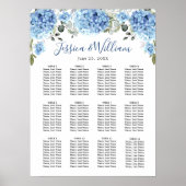 Blue Hydrangea Eucalyptus 12 Tables SITZENDE CHART Poster (Vorne)