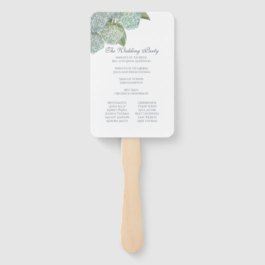 Blue Hydrangea Fan Wedding Program Fächer (Rückseite)