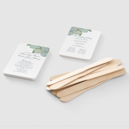 Blue Hydrangea Fan Wedding Program Fächer (Non-assembled)