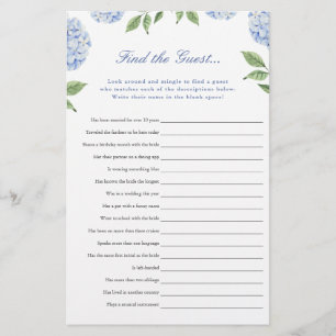 Blue Hydrangea Finden Sie die Game Paper Card Flyer