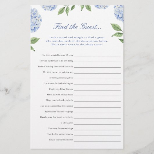 Blue Hydrangea Finden Sie die Game Paper Card Flyer (Vorne)