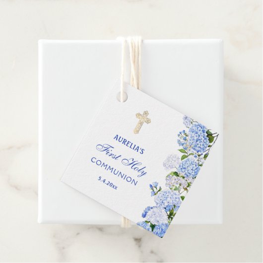 Blue Hydrangea First Communion Geschenkanhänger (Beispiel)