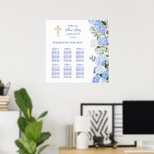 Blue Hydrangea First Communion Seating Chart Poster (Heimbüro)