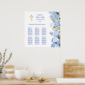 Blue Hydrangea First Communion Seating Chart Poster (Küche)