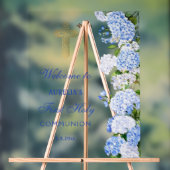 Blue Hydrangea First Communion Welcome Acrylschild (Neutral)