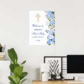 Blue Hydrangea First Communion Welcome Poster (Heimbüro)