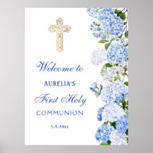 Blue Hydrangea First Communion Welcome
