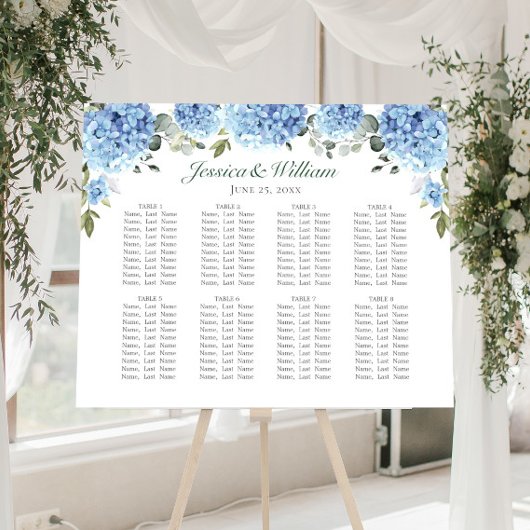 Blue Hydrangea Floral 8 Tables SITZENSTRUKTUR Poster