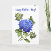 Blue Hydrangea Floral Art Muttertag Karte (Vorderseite)