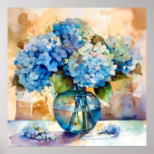 Blue Hydrangea Floral Art Poster (Vorne)