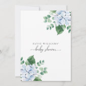 Blue Hydrangea Floral Baby Dusche Einladung (Rückseite)