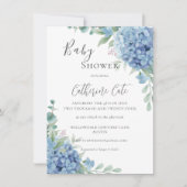 Blue Hydrangea Floral Baby Shower Einladung (Vorderseite)