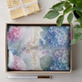 Blue Hydrangea Floral Birthday  Seidenpapier (Geschenk)