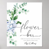 Blue Hydrangea Floral Blume Bar Fvor Sign Poster (Vorne)