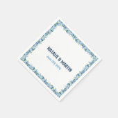 Blue Hydrangea Floral Border Wedding Personalized Serviette (Ecke)