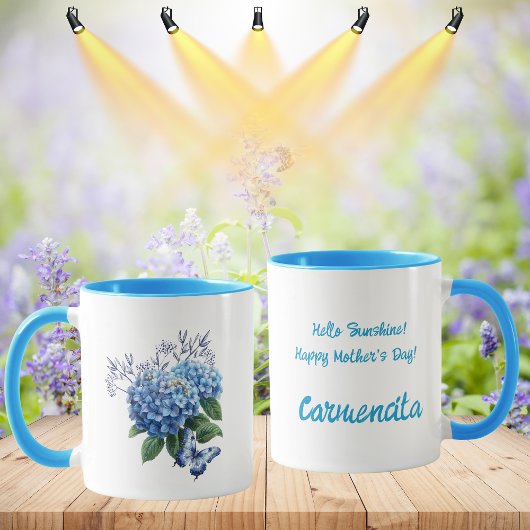 Blue Hydrangea Floral Bouquet Tasse