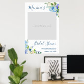 Blue Hydrangea Floral Brautparty Foto Stand Poster (Heimbüro)