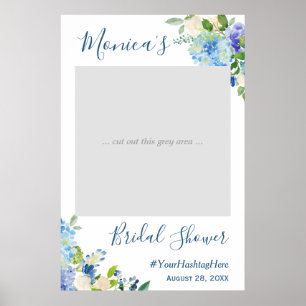Blue Hydrangea Floral Brautparty Foto Stand Poster