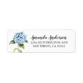 Blue Hydrangea Floral Brautparty Labels (Vorne)