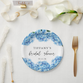 Blue Hydrangea Floral Brautparty Pappteller