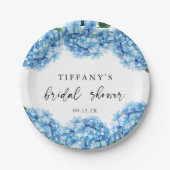 Blue Hydrangea Floral Brautparty Pappteller (Vorderseite)
