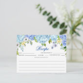 Blue Hydrangea Floral Brautparty Rezept Card Postkarte (Stehend Vorderseite)