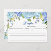 Blue Hydrangea Floral Brautparty Rezept Card Postkarte (Vorne/Hinten)