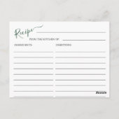 Blue Hydrangea Floral Brautparty Rezept Card Postkarte (Rückseite)