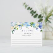 Blue Hydrangea Floral Brautparty Rezept Card Postkarte (Stehend Vorderseite)