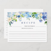 Blue Hydrangea Floral Brautparty Rezept Card Postkarte (Vorne/Hinten)