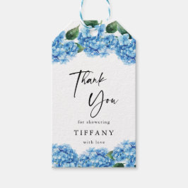 Blue Hydrangea Floral Bridal Dusche Vielen Dank Geschenkanhänger