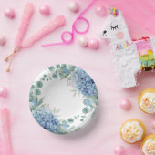 Blue Hydrangea Floral Bridal Shower Pappteller (Party)