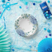 Blue Hydrangea Floral Bridal Shower Pappteller (Party)