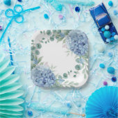 Blue Hydrangea Floral Bridal Shower Pappteller (Party)