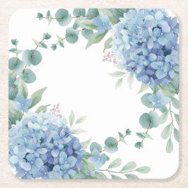 Blue Hydrangea Floral Bridal Shower Rechteckiger Pappuntersetzer