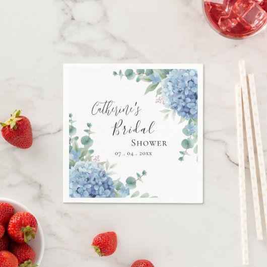Blue Hydrangea Floral Bridal Shower Serviette (Beispiel)
