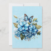 Blue Hydrangea Floral Butterfly Paare Dusche Einladung (Rückseite)