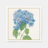 Blue Hydrangea Floral Cocktail Napkin | Elegant Serviette (Vorderseite)
