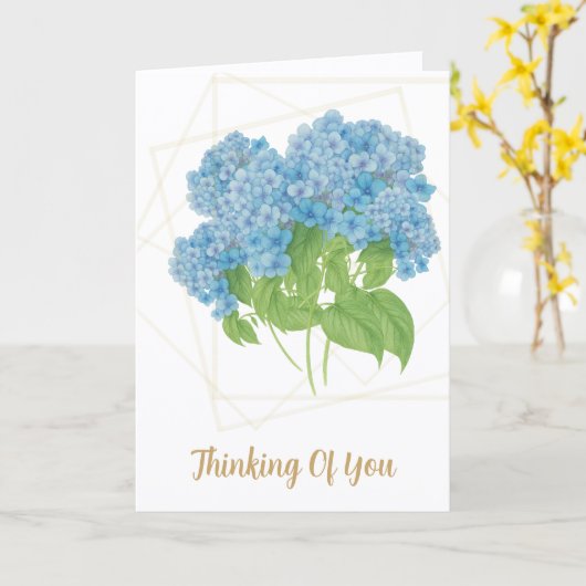 Blue Hydrangea Floral | Custom Thinking of You Car Karte (Gelbe Blume)