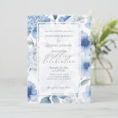 Blue Hydrangea Floral Elegantes Wasserfarbenhochze Einladung (Stehend Vorderseite)