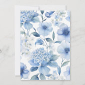 Blue Hydrangea Floral Elegantes Wasserfarbenhochze Einladung (Rückseite)