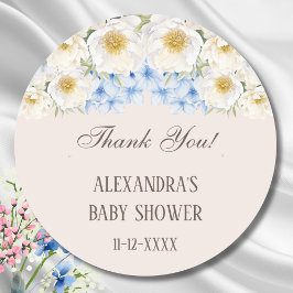 Blue Hydrangea Floral Garden Baby Dusche Vielen Da Runder Aufkleber