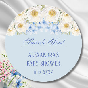 Blue Hydrangea Floral Garden Baby Dusche Vielen Da Runder Aufkleber